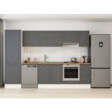 Alvinka 300X210 cm Klasik Mebran Mutfak Dolabı MB-E80B60S40-1 Antrasit - Mdf