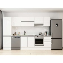 Alvinka 305X210 cm High Gloss Mutfak Dolabı MB-E90B50S45-1 Beyaz - Mdf