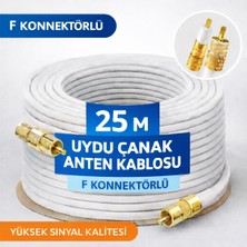 Özbience 25 Metre Uydu Anten Kablosu F Konnektörlü, 64 Tel, Yüksek Kaliteli Performans