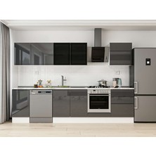 Alvinka 305X210 cm High Gloss Mutfak Dolabı M-E80S45S60-3 Antrasit - Suntalam