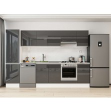 Alvinka 305X210 cm High Gloss Mutfak Dolabı MB-E90B50S45-1 Antrasit - Mdf