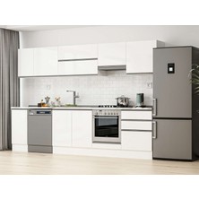 Alvinka 300X210 cm High Gloss Mutfak Dolabı M-E80S40S60-1 Beyaz - Suntalam