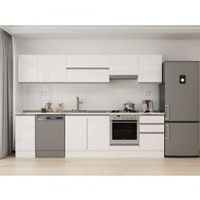 Alvinka 300X210 cm High Gloss Mutfak Dolabı M-E90S40S50-1 Beyaz - Mdf