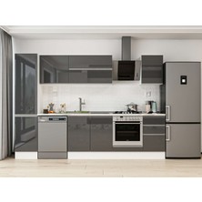 Alvinka 300X210 cm High Gloss Mutfak Dolabı MB-E90B45S45-2 Antrasit - Suntalam