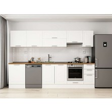 Alvinka 300X210 cm Klasik Mebran Mutfak Dolabı M-E80S60S40-1 Beyaz - Mdf