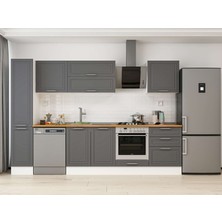 Alvinka 300X210 cm Klasik Mebran Mutfak Dolabı MB-E80B40S60-2 Antrasit - Suntalam