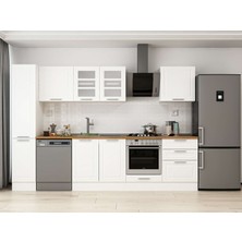 Alvinka 300X210 cm Klasik Mebran Mutfak Dolabı MB-E80B40S60-3 Beyaz - Suntalam