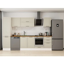 Alvinka 300X210 cm Klasik Mebran Mutfak Dolabı MB-E80B50S50-2 Kumtaşı - Suntalam