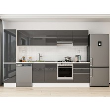 Alvinka 305X210 cm High Gloss Mutfak Dolabı MB-E80B45S60-1 Antrasit - Suntalam
