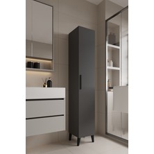 Aymobsan Mundo Antrasit Renkli Çok Amaçlı Banyo Dolabı Suntalam Malzemeden Modern Tasarım 4 Raflı