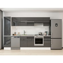 Alvinka 300X210 cm High Gloss Mutfak Dolabı MB-E90B45S45-1 Antrasit - Mdf