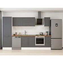 Alvinka 300X210 cm Klasik Mebran Mutfak Dolabı MB-E80B60S40-2 Antrasit - Suntalam