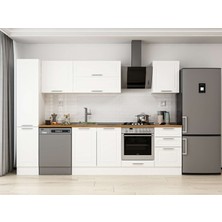 Alvinka 300X210 cm Klasik Mebran Mutfak Dolabı MB-E90B40S50-2 Beyaz - Mdf