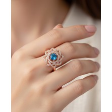 Keskin Gümüş 925 Ayar Gümüş Gold Gül Tasarım Zarif Kadın Yüzük Doğum Günü Hediye No:13