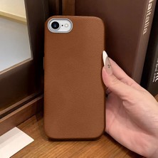 Ucuc iPhone 7/8/se 2020 2022 Uyumlu Kahverengi Deri Dokulu Silikon Kamerayı Korur Şok Emici Kılıf
