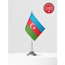 Bilsan Azerbaycan Tekli Masa Bayrağı Set - Saten Kumaş