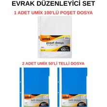Umix Evrak Düzenleyici Set | 2 Adet Telli Dosya + 100’LÜ Poşet Dosya | Okul & Ofis