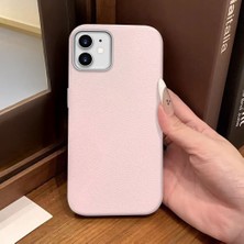 Ucuc iPhone 12/12 Pro Uyumlu Pembe Deri Dokulu Silikon Kamerayı Korur Şok Emici Kılıf