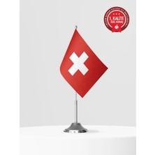 Bilsan Isviçre Tekli Masa Bayrağı Set - Saten Kumaş