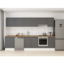 Alvinka 305X210 cm Klasik Mebran Mutfak Dolabı M-E80S60S45-1 Antrasit - Mdf