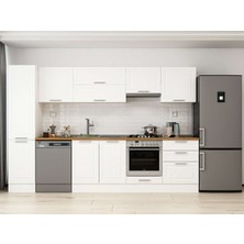 Alvinka 305X210 cm Klasik Mebran Mutfak Dolabı MB-E80B45S60-1 Beyaz - Mdf