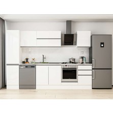 Alvinka 305X210 cm High Gloss Mutfak Dolabı MB-E90B45S50-2 Beyaz - Suntalam