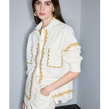 İpekyol Kontrast nakışlı gömlek ceket IS1260025126018