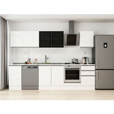 Alvinka 305X210 cm High Gloss Mutfak Dolabı M-E90S45S50-3 Beyaz - Mdf