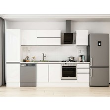 Alvinka 305X210 cm High Gloss Mutfak Dolabı MB-E90B50S45-2 Beyaz - Suntalam