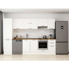 Alvinka 305X210 cm Klasik Mebran Mutfak Dolabı MB-E90B50S45-1 Beyaz - Mdf