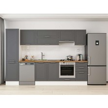 Alvinka 305X210 cm Klasik Mebran Mutfak Dolabı MB-E90B50S45-1 Antrasit - Suntalam