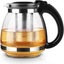 PremiumPort Çelik Süzgeçli Cam Demlik, 1500 Ml, Isıya Dayanıklı, Bitki Çayı Demliği