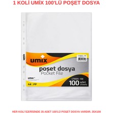 Umix 100’LÜ Poşet Dosya 35 Adet 1 Koli – A4 Şeffaf Evrak Dosyası Ofis ve Okul Için (35X100)