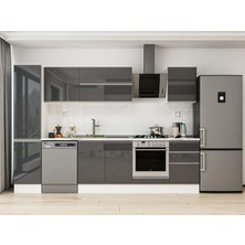 Alvinka 305X210 cm High Gloss Mutfak Dolabı MB-E90B45S50-2 Antrasit - Mdf