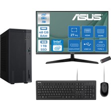 Asus Expertcenter P500MV Intel® Core™ Ultra 5 210H 4.8ghz Aı 48GB Ddr5 1tb SSD 27" 120Hz Intel® Intel® Graphics Freedos Mini Tower Masaüstü Bilgisayar E52108512B0DF18+ZETTAUSBBELLEK
