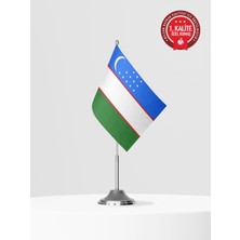 Bilsan Özbekistan Tekli Masa Bayrağı Set - Saten Kumaş