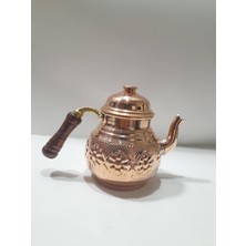 PremiumPort Bakır Çaydanlık, Ahşap Saplı, 1 Litre, 15 cm Uzunluk