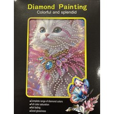 Elegantshop 5d Yapışan Boncuk Goblen Mozaik Tablo Pano 15*20 cm Elmas Kedi