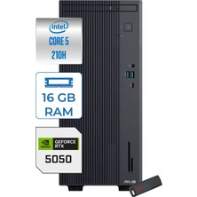 Asus Expertcenter P500MV Intel® Core™ Ultra 5 210H 4.8ghz Aı 16GB Ddr5 512GB SSD 8GB/RTX5050 WIN11PRO Mini Tower Masaüstü Bilgisayar C52108512B0D27P02+ZETTAUSBBELLEK