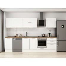 Alvinka 305X210 cm Klasik Mebran Mutfak Dolabı M-E80S45S60-2 Beyaz - Mdf