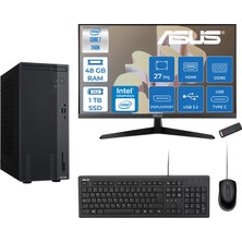 Asus Expertcenter P500MV Intel® Core™ Ultra 7 240H 5.2ghz Aı 48GB Ddr5 1tb SSD 27"120Hz Intel® Graphics Freedos Mini Tower Masaüstü Bilgisayar E724016512B0DF18+ZETTAUSBBELLEK