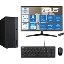 Asus Expertcenter P500MV Intel® Core™ Ultra 7 240H 5.2ghz Aı 48GB Ddr5 1tb SSD 27"120Hz Intel® Graphics WIN11PRO Mini Tower Masaüstü Bilgisayar E724016512B0DP18+ZETTAUSBBELLEK