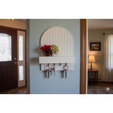 Chic Trove Dekoratif Beyaz Ahşap Anahtarlık Duvar Askısı Raflı Organizer Giriş Holü ve Ofis Kullanımı Için