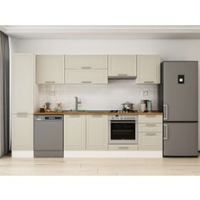Alvinka 305X210 cm Klasik Mebran Mutfak Dolabı MB-E90B45S50-1 Kumtaşı - Suntalam
