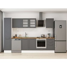 Alvinka 305X210 cm Klasik Mebran Mutfak Dolabı MB-E90B45S50-3 Antrasit - Suntalam