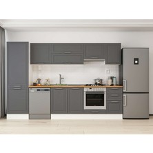 Alvinka 305X210 cm Klasik Mebran Mutfak Dolabı MB-E80B60S45-1 Antrasit - Suntalam