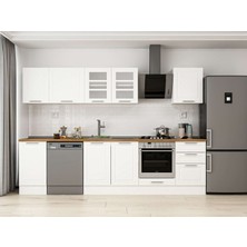 Alvinka 305X210 cm Klasik Mebran Mutfak Dolabı M-E90S45S50-3 Beyaz - Mdf