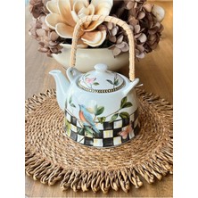 PremiumPort Şık Hasır Saplı Porselen Demlik, Çay Keyfi Için Mükemmel Seçim