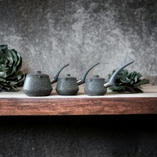 PremiumPort Granit Kapaklı 3'lü Cezve Seti, Şık ve Dayanıklı Kahve Takımı