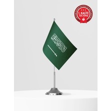 Bilsan Suudi Arabistan Tekli Masa Bayrağı Set - Saten Kumaş